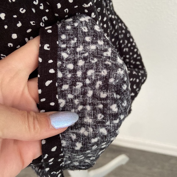 Old Navy linen dress black white dot pattern medium high neck halter sheath - Picture 7 of 15